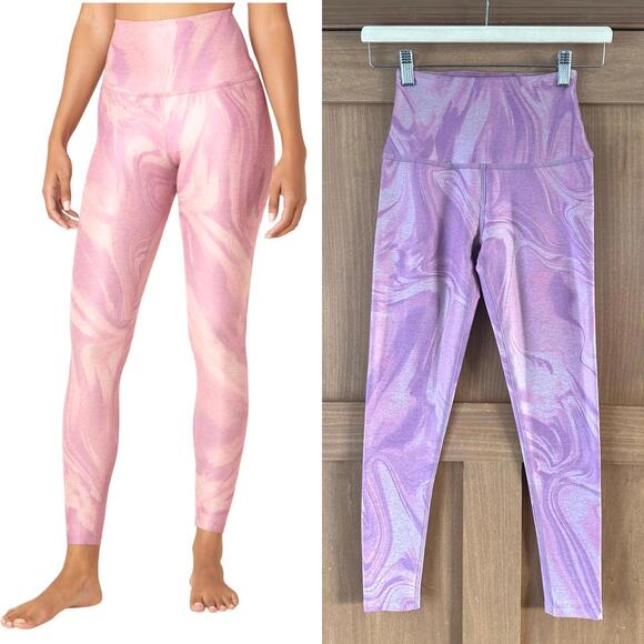Beyond Yoga Pants - Beyond Yoga SoftMark High Rise Midi Leggings Pink Chai Iris Melt Women’s size XS